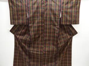 格子織出し米沢紬着物アンサンブル